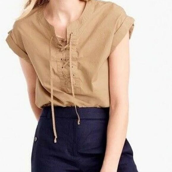 J CREW Cotton Lace Up Shirt - Picture 1 of 8